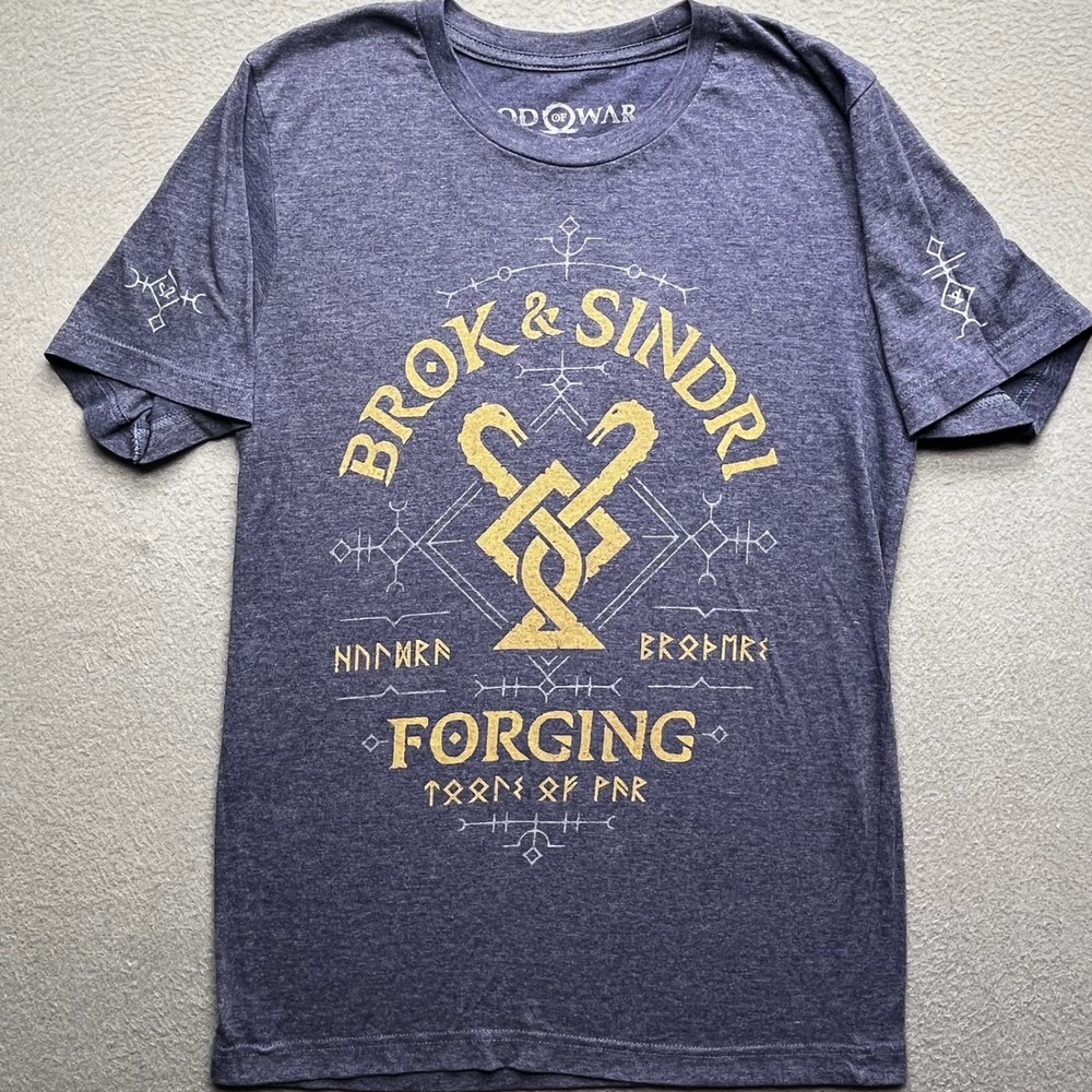 Fangamer God of War Men T-Shirt Cotton Blend Small Brok & Sindri Gaming Tee